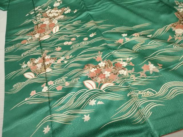 平和屋着物○十日町老舗ブランド 吉澤友禅 吾妻徳穂 訪問着 立波花文