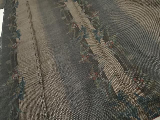 平和屋着物○本場大島紬 純泥染め カタス7マルキ 枝葉間道 久野織物