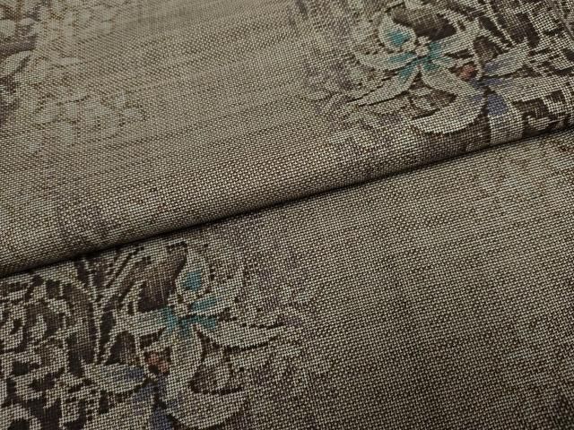 平和屋着物○本場大島紬 泥染め カタス9マルキ 枝花文 正絹 逸品