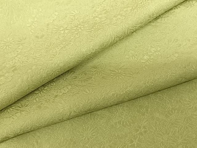 平和屋着物●上質な色無地 草花地紋 若菜色 やまと誂製 正絹 fy