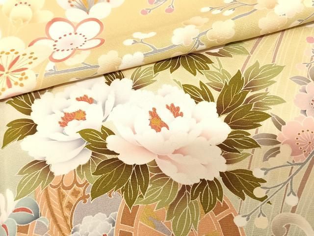 平和屋着物○豪華振袖 駒刺繍 片輪車花文 暈し染め 正絹 逸品