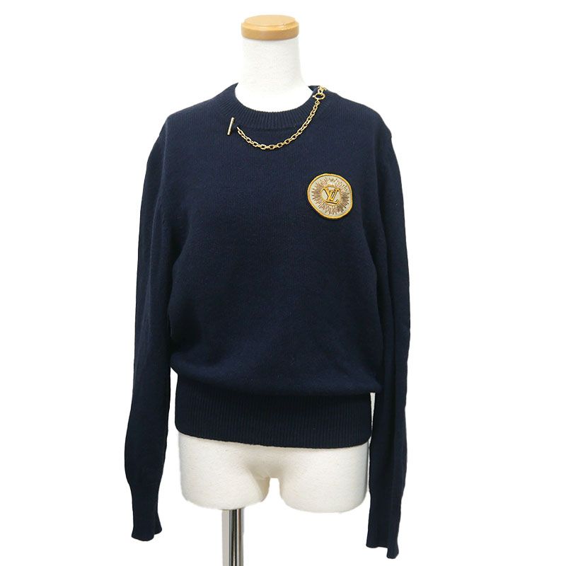 ルイヴィトン チェーンディテールパッチセーター S ネイビー カシミヤ