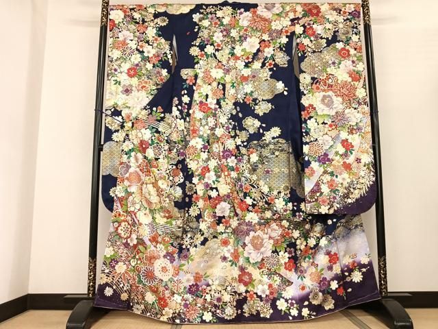 平和屋着物○豪華振袖 草花文 暈し染め 金銀糸 金銀彩 丹後ちりめん