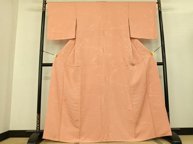 平和屋着物●上質な色無地 流水地紋 深支子文 正絹 ♥ fy