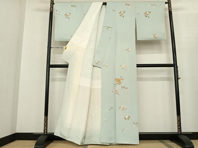 平和屋着物●訪問着 友禅 駒刺繍 草花文 金彩 正絹 fy