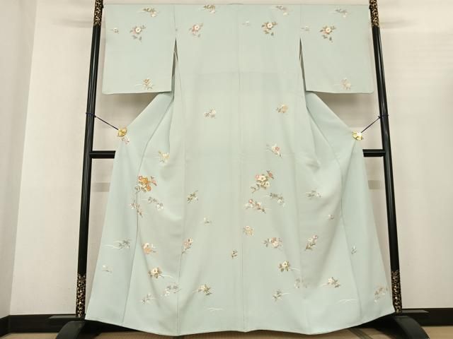 平和屋着物●訪問着 友禅 駒刺繍 草花文 金彩 正絹 fy