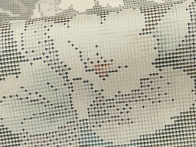 平和屋着物○本場大島紬 白大島 一元7マルキ 麻の葉文様 草花間道 暈し