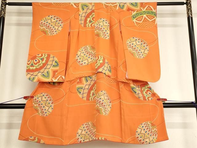 平和屋着物 七五三 女の子 5歳 祝着 四つ身 手毬文 正絹 ja