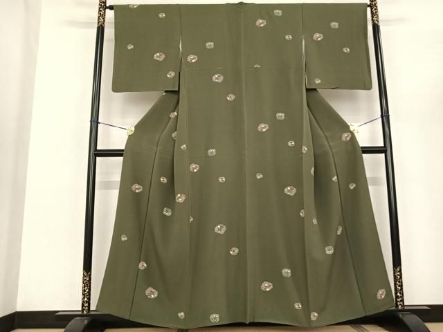 平和屋着物●上質な小紋 草花文 金彩 正絹 fy