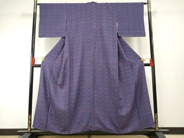 平和屋着物●江戸小紋 みの亀 鶴 花唐草文 正絹 cs