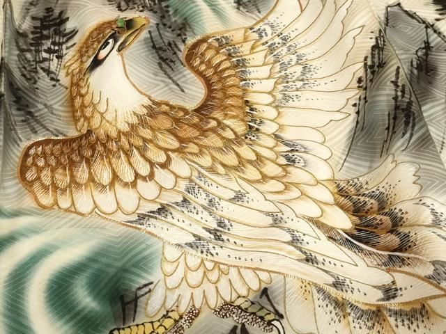 駒刺繍 鷹風景文