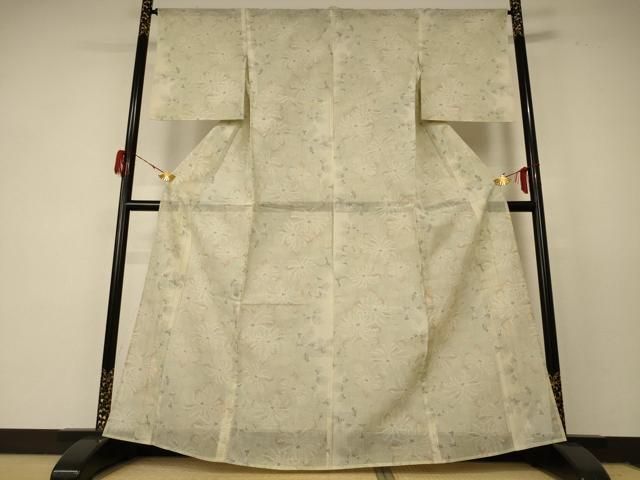 平和屋着物＊夏物 本場大島紬 夏大島 草花文 正絹 逸品 AABF2799jd