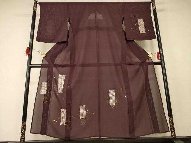 平和屋着物＊夏物 訪問着 絽 手描き 刺繍 草花文 ますいわ屋扱い 正絹 jd