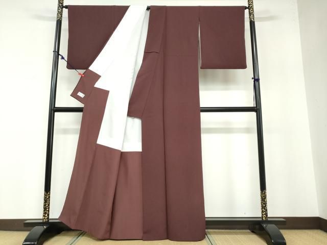 平和屋着物●洗える最高級着物　＜英＞はなぶさ謹製　色無地　黒鳶色　洗える着物　DABB0484ud 平和屋着物○洗える最高級着物 ＜英＞はなぶさ謹製 色無地 黒鳶色