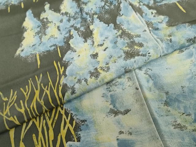 平和屋着物○訪問着 ろうけつ染め 樹林文 無落款 正絹 逸品 DABB0487ud