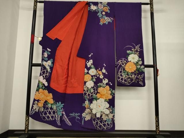 平和屋本店○アンティーク 大正ロマン 振袖 中国三大刺繍 相良刺繍