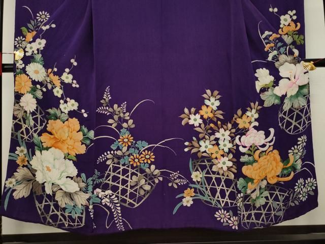 平和屋本店○アンティーク 大正ロマン 振袖 中国三大刺繍 相良刺繍