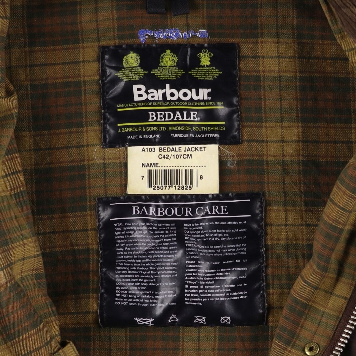 古着 90年代 バブアー Barbour BEDALE ビデイル 旧3ワラント ワックス