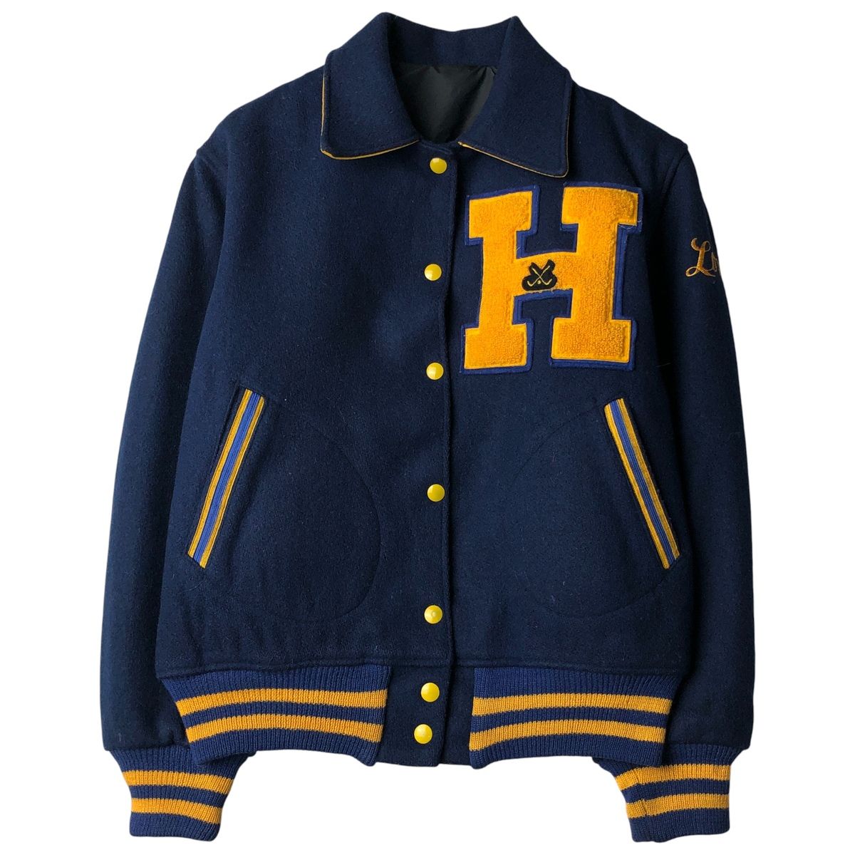 古着 襟付き ウールスタジャン アワードジャケット バーシティジャケット レディースM相当|eaa 606393