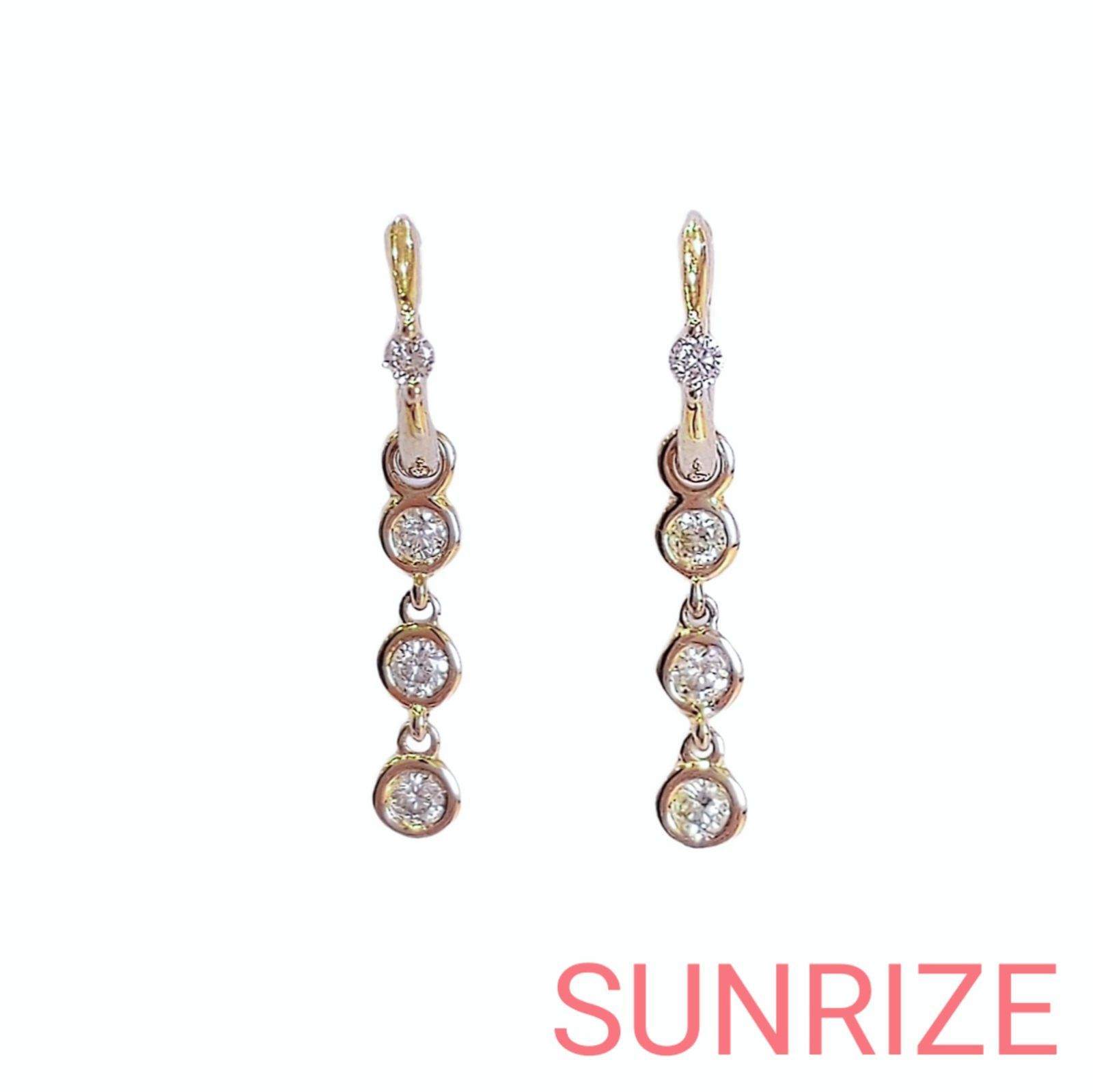 K 18 ダイヤモンド チャーム付き フープピアス 1381