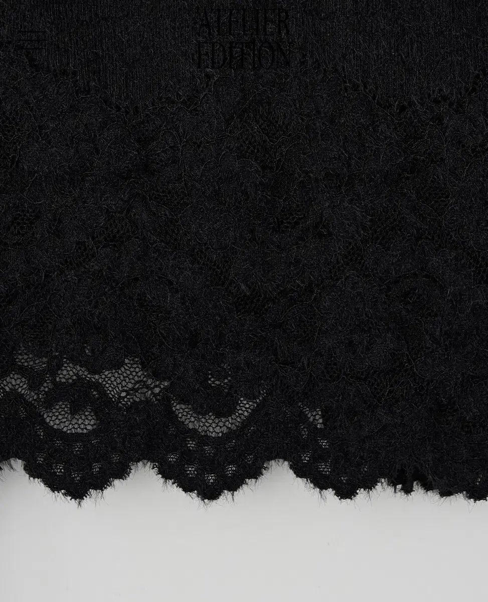  アトリエエディション Scalloped Knit Dress black 長袖 七分袖 ミニワンピース