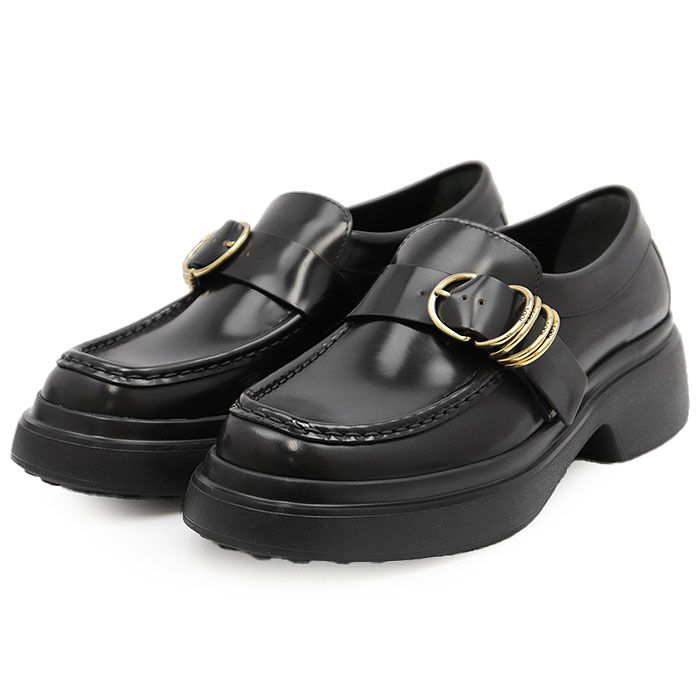 新品同様】TOD'S トッズ 厚底ローファー レザー ロゴ刻印 ゴールド