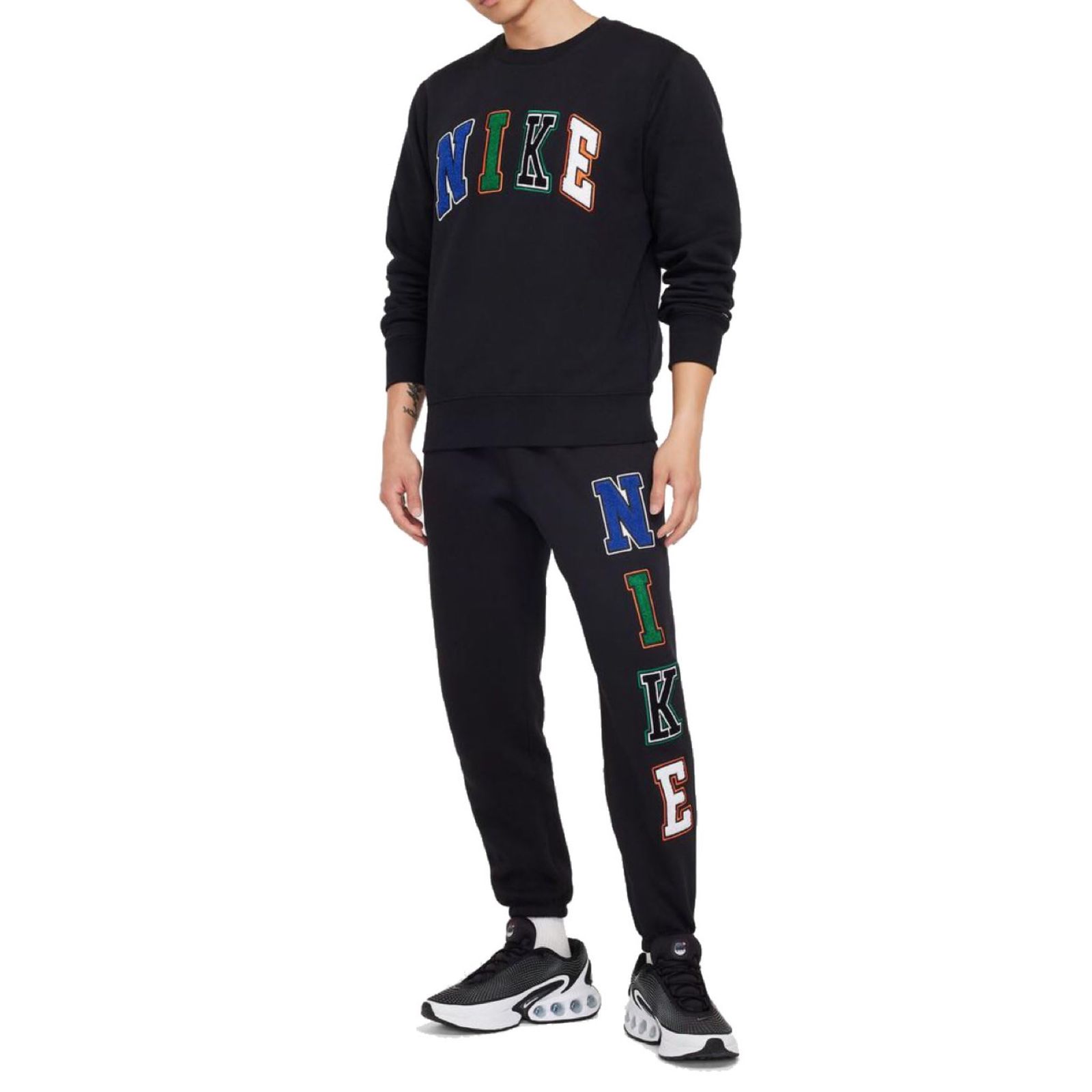 ナイキ CLUB BB LETTERS フリース スウェット 上下セット メンズ M 身長155-176㎝ セットアップ 裏起毛 FZ 0880-010×FZ 0882-010 ブラック ブラック|ホワイト