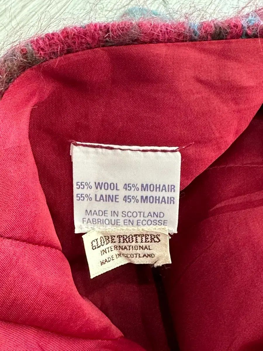 scotland レッド モヘア CHECK スカート ミディ丈