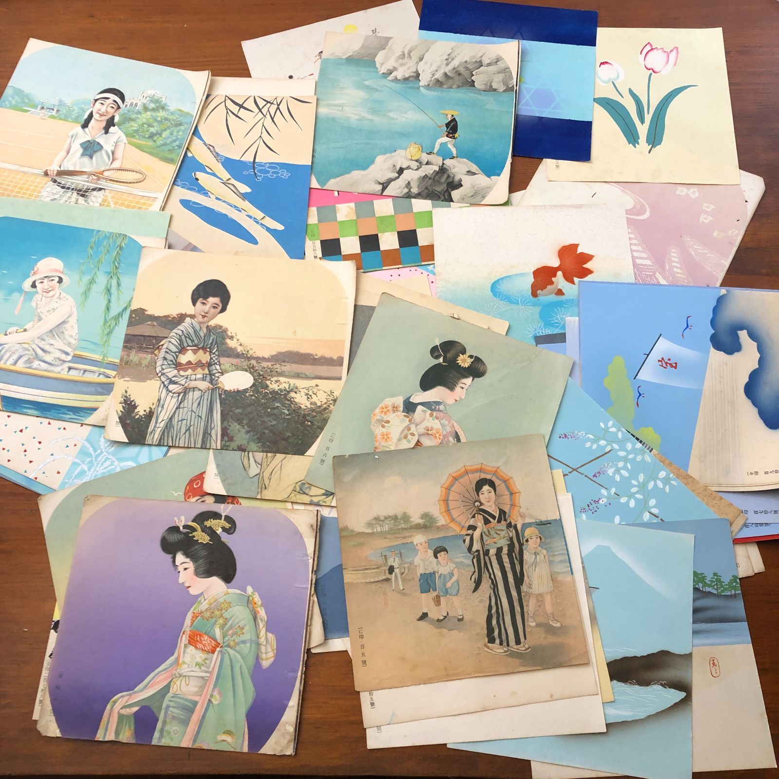 うちわ絵 木版 石版画 オフセット まとめ売り 美人図|風景画|風物図案 G 3 P 7 F 8 eeOSIa 9 ynm 39