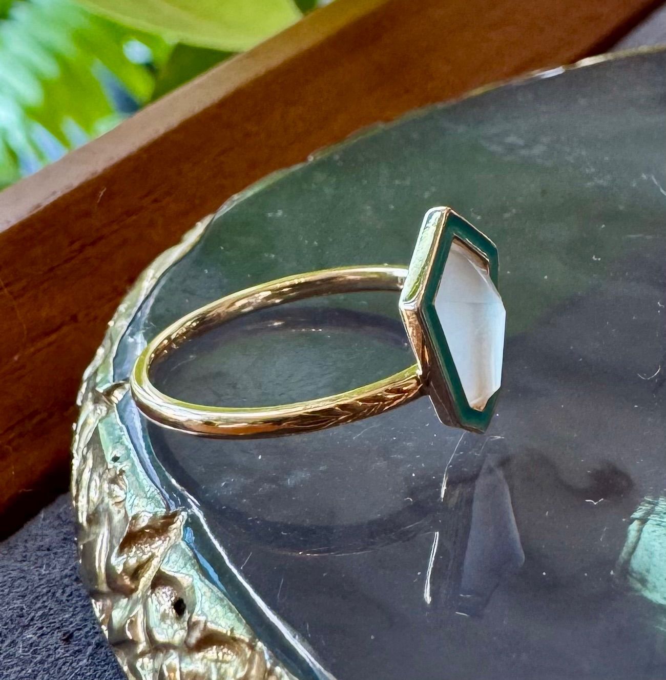 agete◇K10YG*9号*ムーンストーンリング*アガット*エキポシ - メルカリ