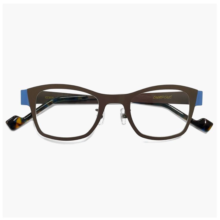 レディース メガネ cc 5025 BR|BL チープシック CHEAP CHIC 眼鏡 個性的 ウェリントン 型 軽量 軽い ステンレス フレーム 茶色 ブラウン カラー バイカラー ダミーレンズ発送