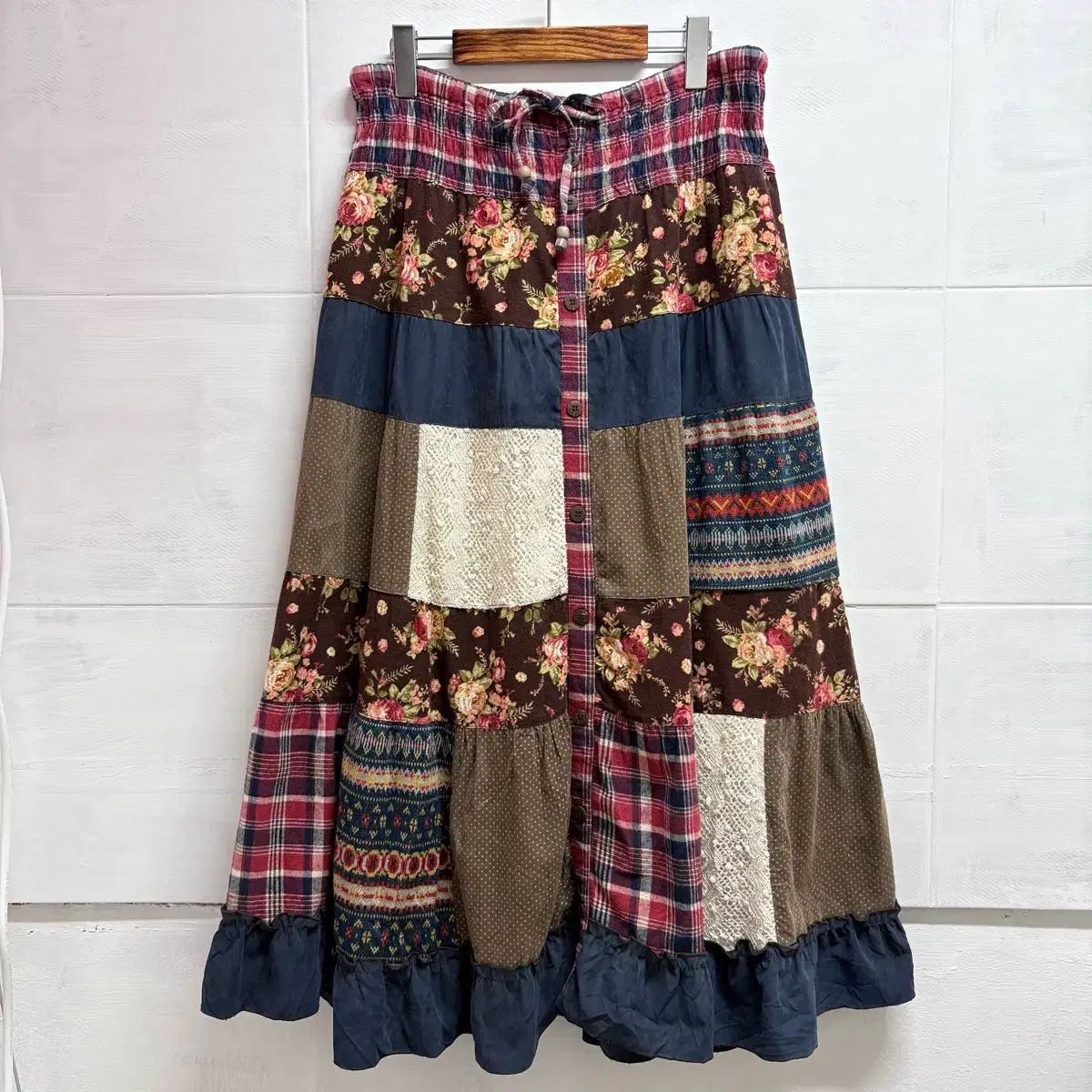 パッチワーク ティアード 2 way 森ガール ONE PIECE スカート JPN
