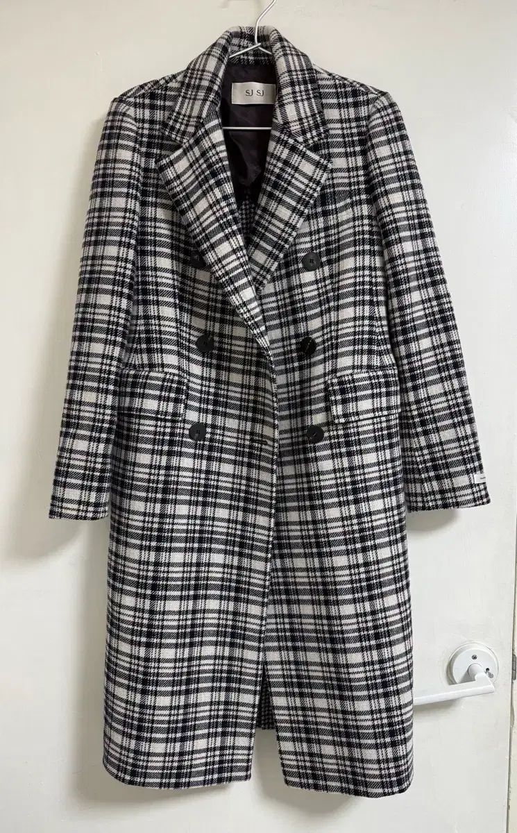 SJSJ チェック ロングコート S