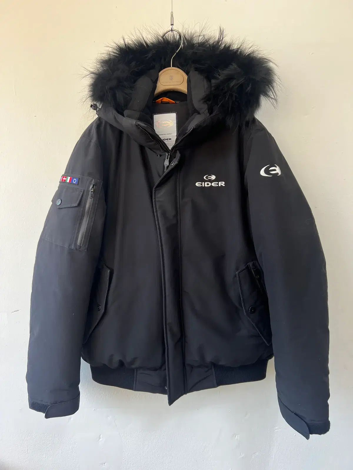 EIDER メンズ ブラック グースダウンジャケット フードダウンジャケット XL