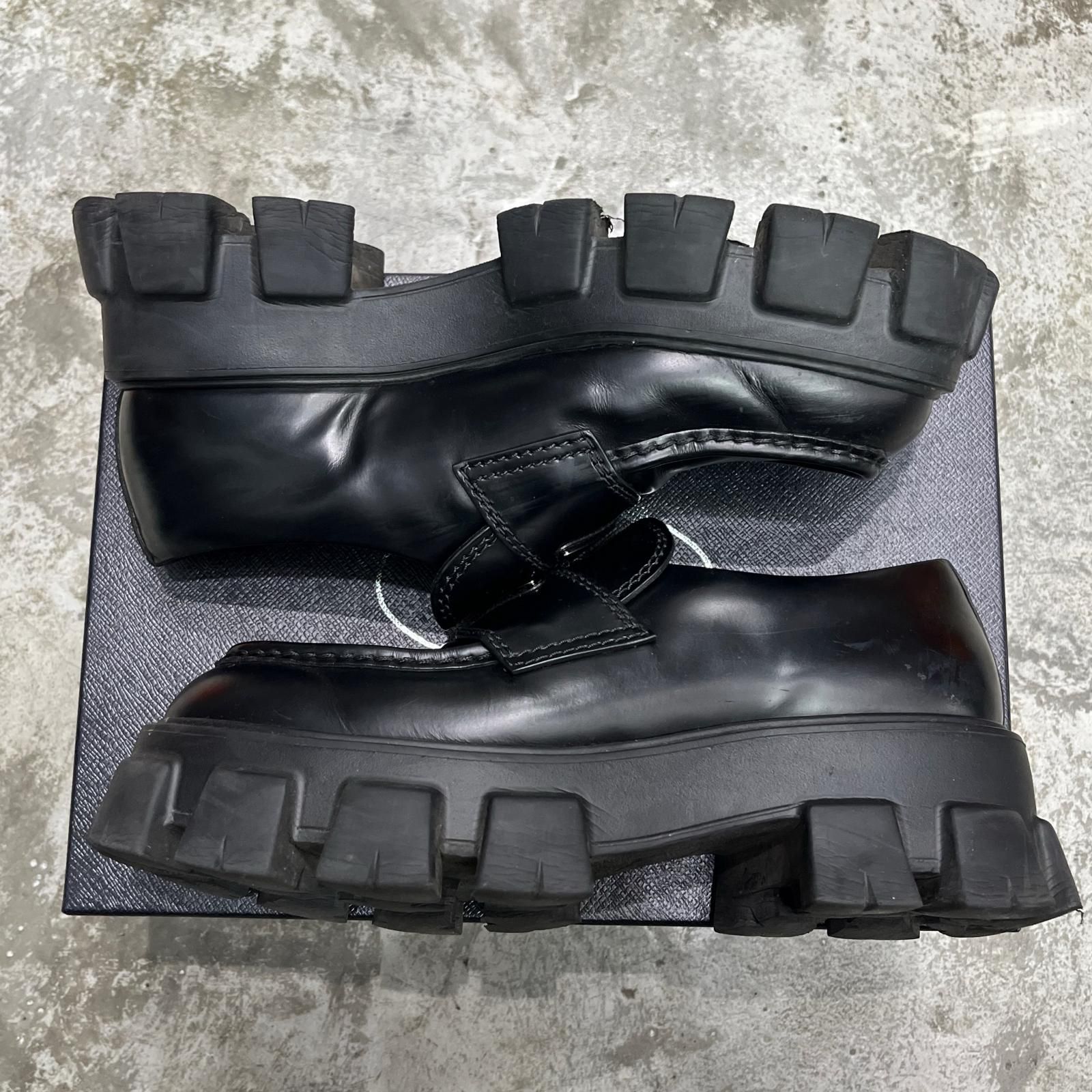 PRADA モノリス レザー ローファー プラダ 2 DE 129 ブラック 6485 M