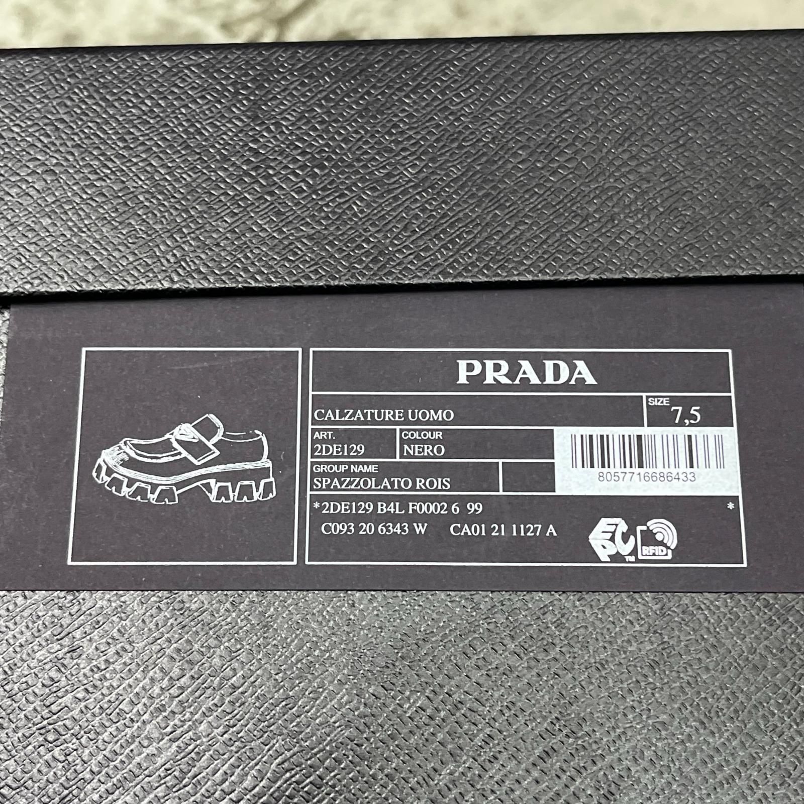  PRADA モノリス レザー ローファー プラダ 2 DE 129 ブラック 6485 M ローファー ブーツ 革靴