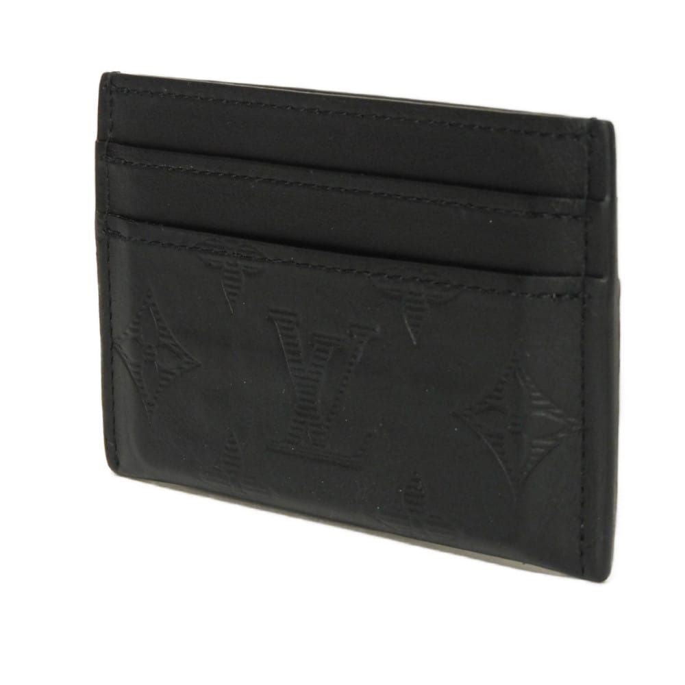 LOUIS VUITTON ルイ ヴィトン ポルト カルト ダブル LVロゴ フラワー パスケース 名刺入れ モノグラム シャドウ ノワール カードケース M 81415