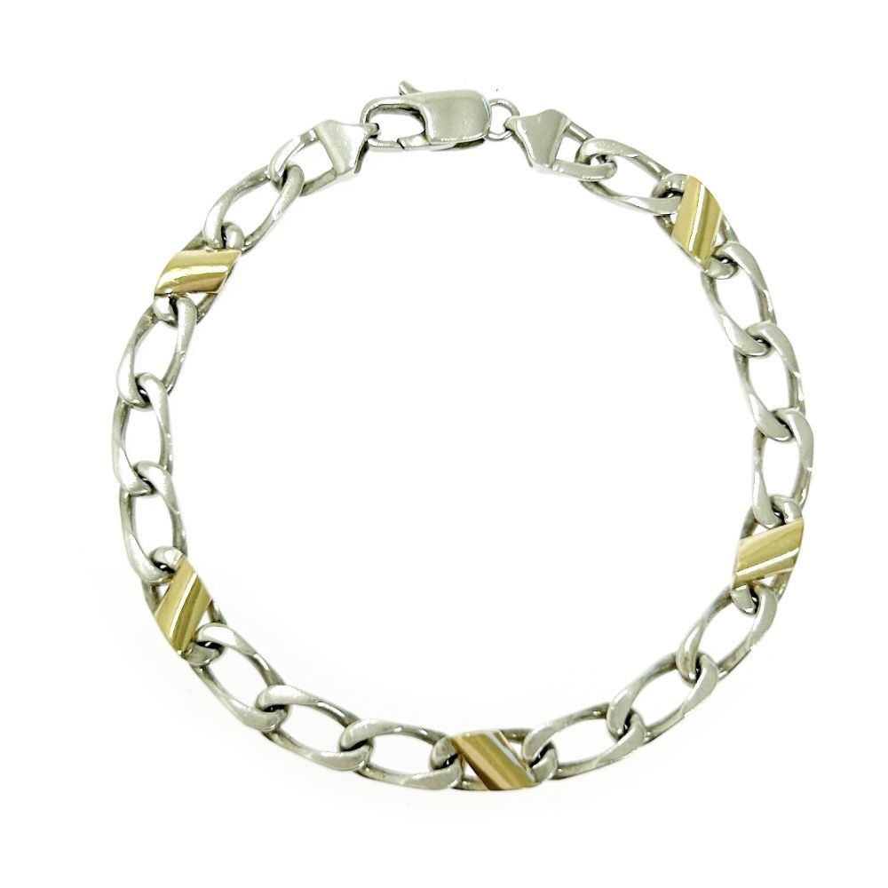 TIFFANY-Co. ティファニー シルバー ゴールド フィガロ チェーン ブレスレット 10.7 g 925|750刻印 516612