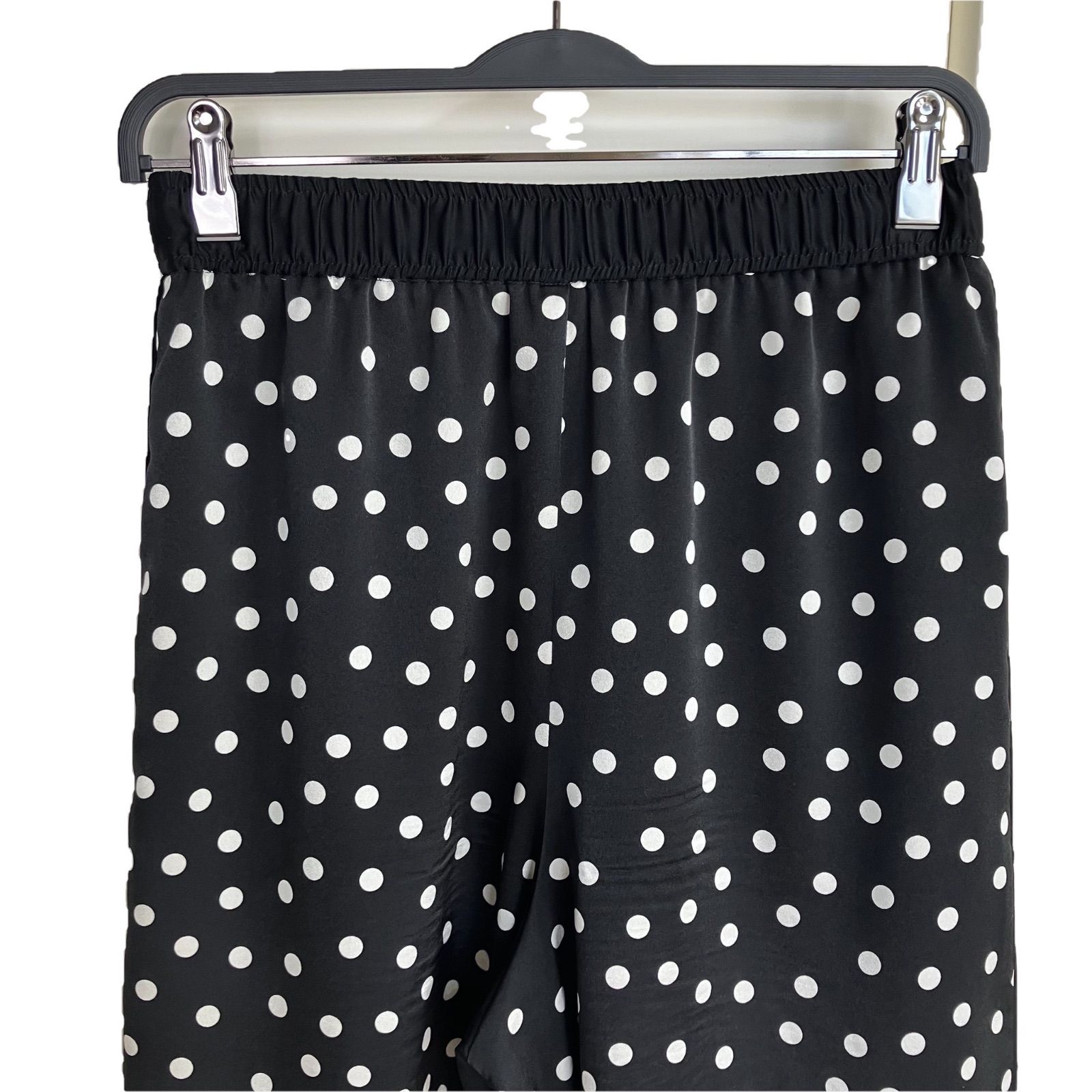 Loulou Willoughby 2024SS サテンドットドロストパンツ 2 ブラック 黒