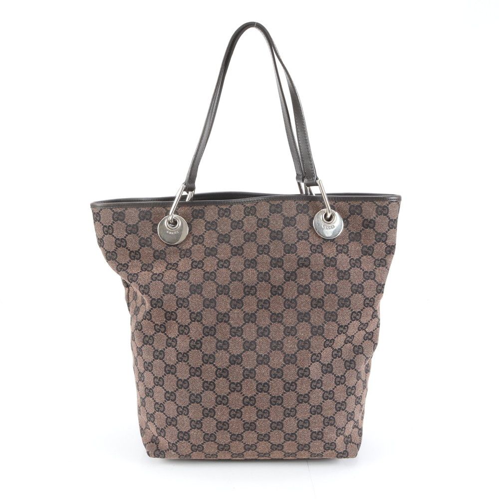 極美品 グッチ GGキャンバス 285582 レザー トート バッグ 肩掛け