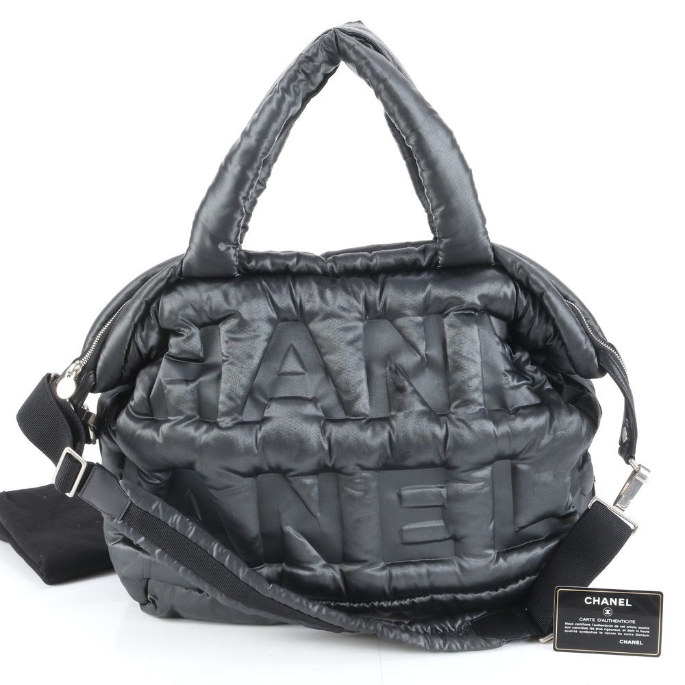 シャネル ギャランティ付 ドゥドーヌ ココネージュ ナイロン 2 WAY ショルダーバッグ 斜め掛け トート A 4 レディース EEM DH 25-9