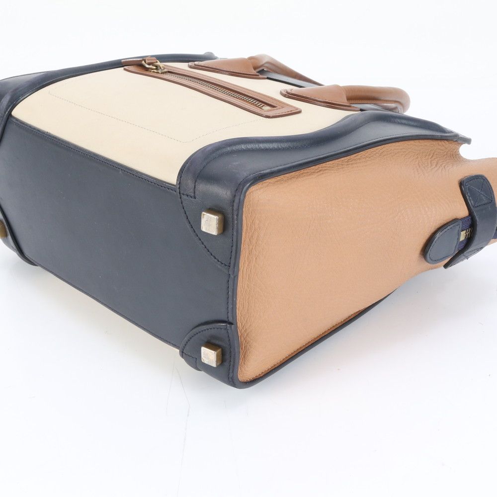 セリーヌ ラゲージ マイクロ ショッパー マルチカラー レザー トート バッグ ショルダー ハンド 本革 レディース EEM DH 26-10 刺繍入り トートバッグ 