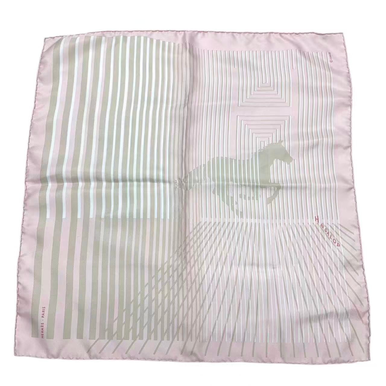 HERMES スカーフ シルク ギャロップ 馬のシルエット ピンク