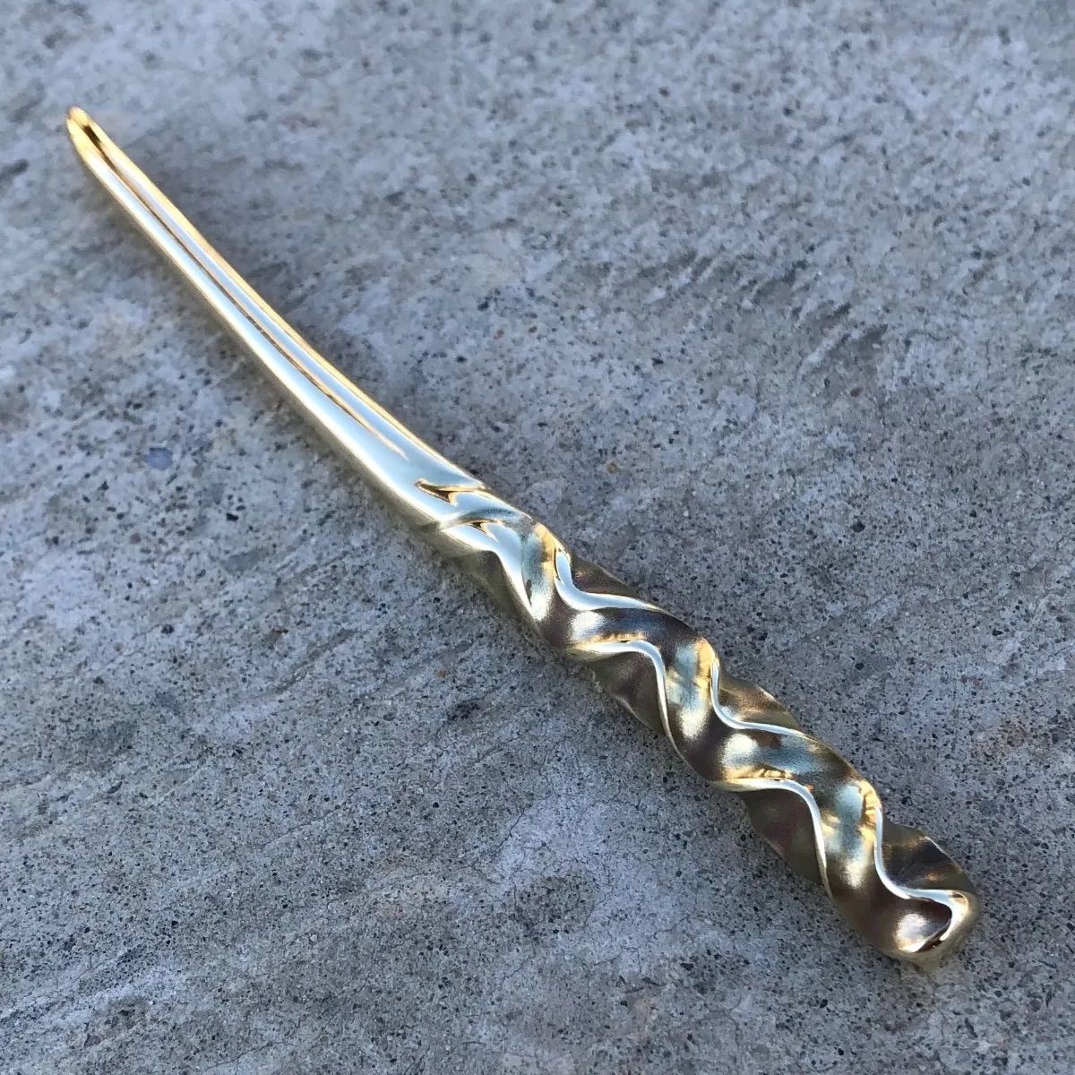 brass curved pattern hair stick large ショート簪 かんざし ヘアスティック