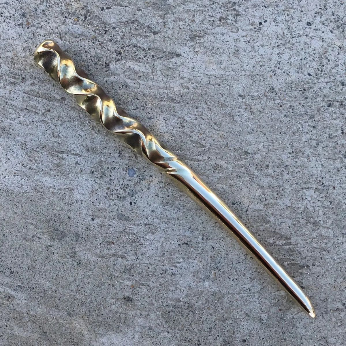 brass curved pattern hair stick large ショート簪 かんざし ヘアスティック