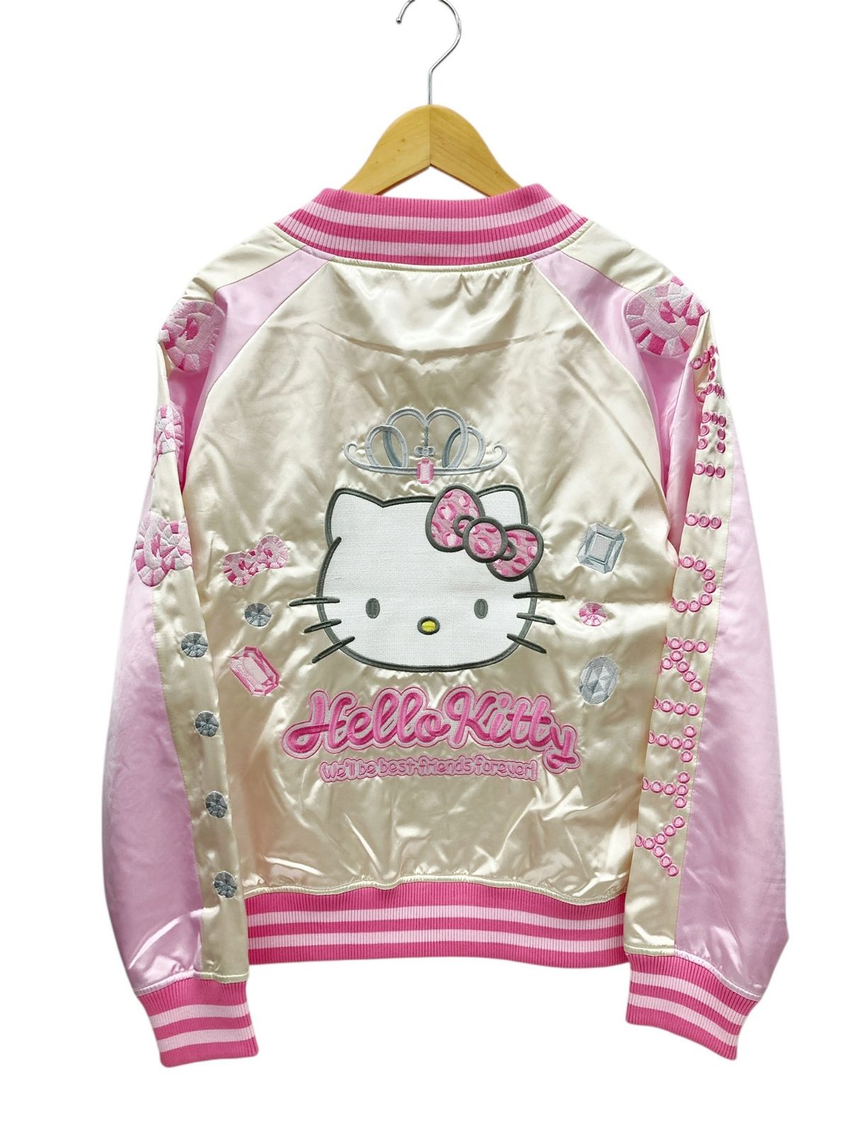 丸眞 サンリオ ハローキティ ジュエリーリボン スカジャン 刺繍 Ｌ ピンク×アイボリー レディース|028