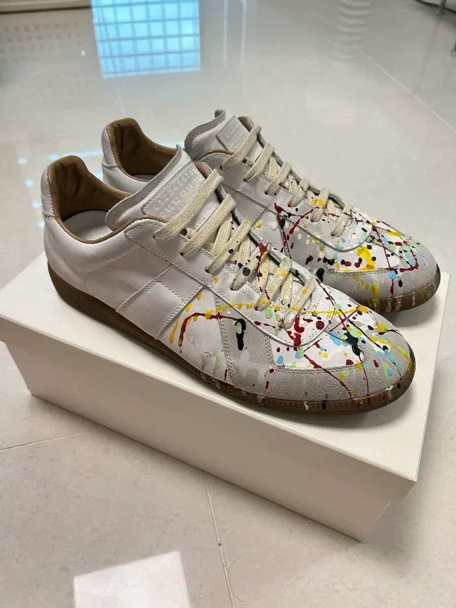  43 5 メゾンマルジェラ ドイツ軍 ペインティング 白 スニーカー 靴
