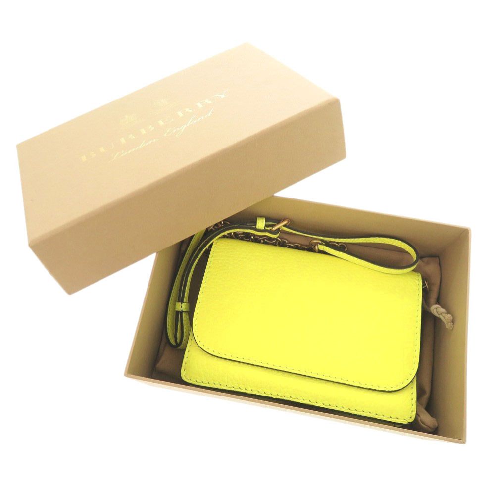 美品 バーバリー レザー ネオンイエロー ショルダーバッグ ショルダー
