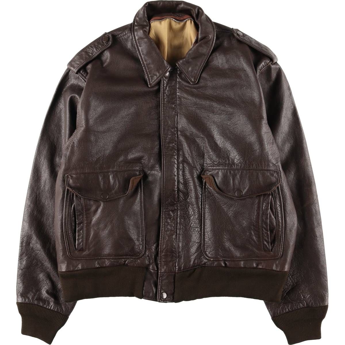 古着 A-2タイプ レザーフライトジャケット メンズL相当|eaa 559070
