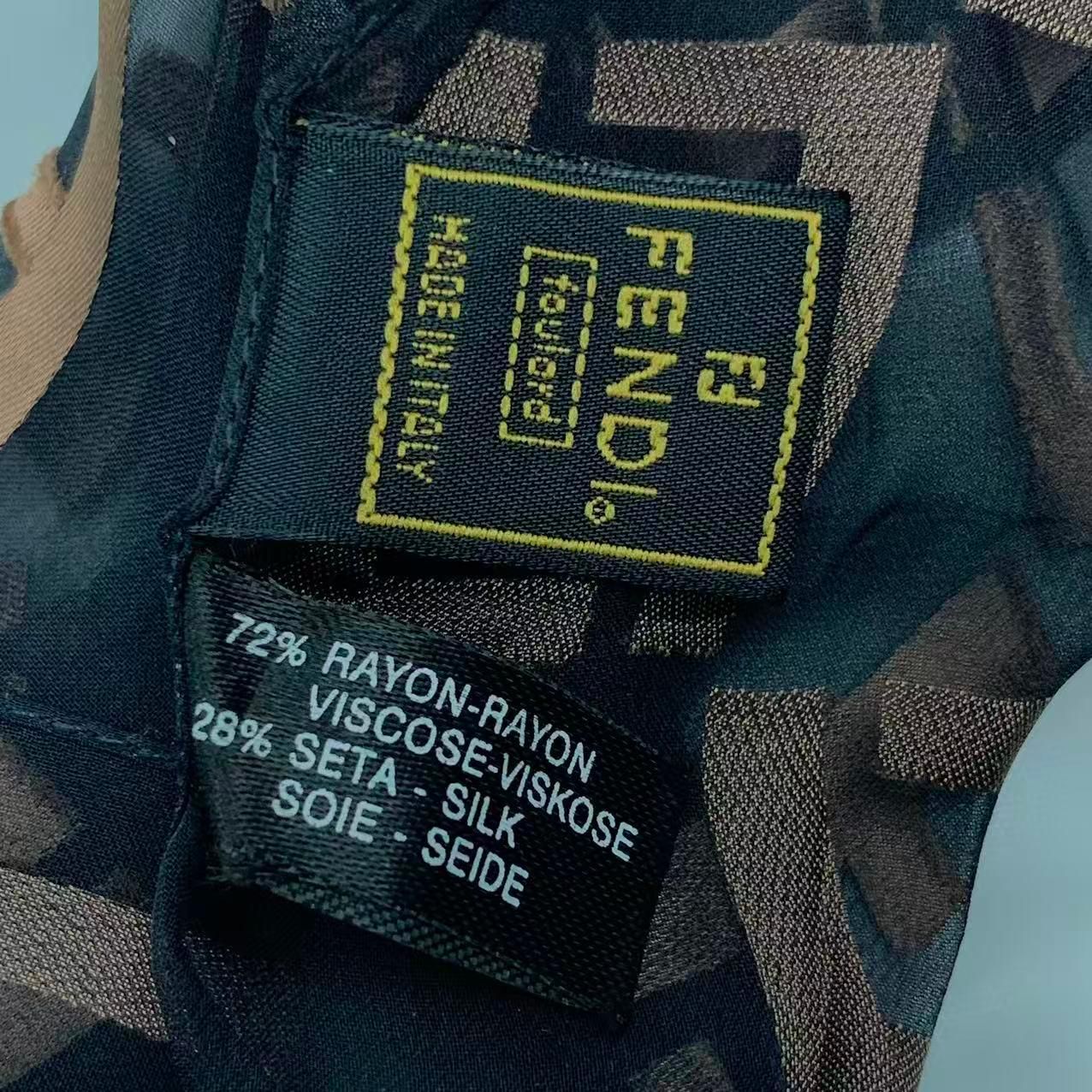 極美品 FENDI フェンディ シースルー スカーフ シルク ズッカ柄 FFロゴ